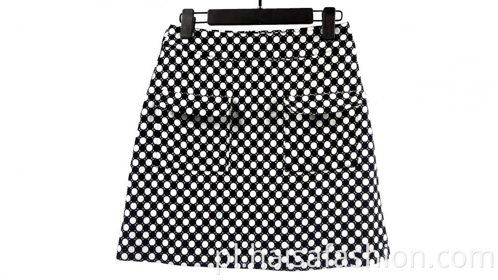 Black And White Dot Printed Women's Skirt